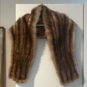 Plush Brown Fur Scarf with Satin Lining